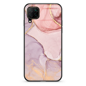 Różowy marmur golden - Galaxy A12 Etui szklane