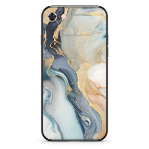 Błękitny marmur golden - Iphone 6 Etui szklane