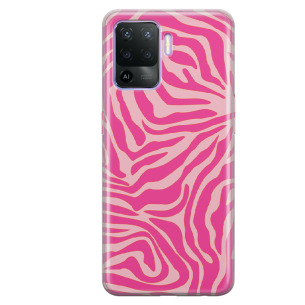 Zebra pink - Oppo Reno 5 Lite Etui silikonowe z nadrukiem