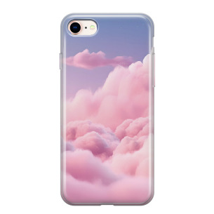 Chmury pink - iPhone 7 Plus Etui silikonowe z nadrukiem