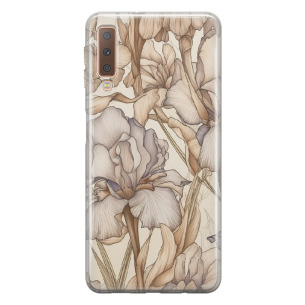 Brązowe kwiaty - Galaxy A7 2018 Etui silikonowe z nadrukiem