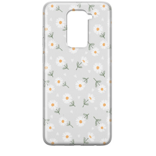 Kwiatki stokrotki białe  - Redmi Note 9 Etui przeźroczyste z nadrukiem