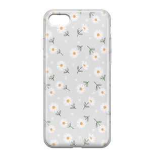 Kwiatki stokrotki białe  - iPhone 8 Etui przeźroczyste z nadrukiem