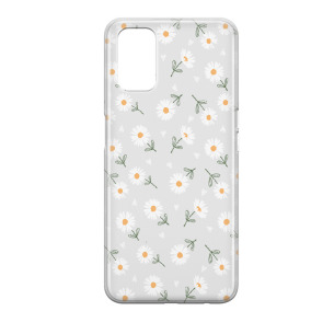 Kwiatki stokrotki białe  - Oppo A74 5G Etui przeźroczyste z nadrukiem