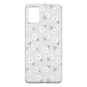 Kwiatki stokrotki białe  - Galaxy A31 Etui przeźroczyste z nadrukiem