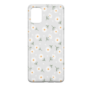 Kwiatki stokrotki białe  - Galaxy A51 Etui przeźroczyste z nadrukiem