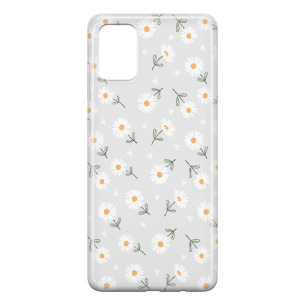 Kwiatki stokrotki białe  - Galaxy A51 5G Etui przeźroczyste z nadrukiem