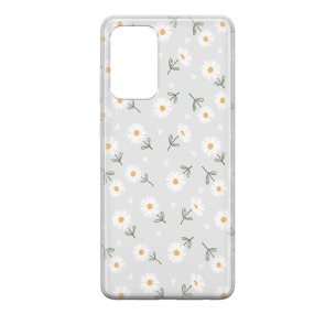 Kwiatki stokrotki białe  - Galaxy A52 5G Etui przeźroczyste z nadrukiem