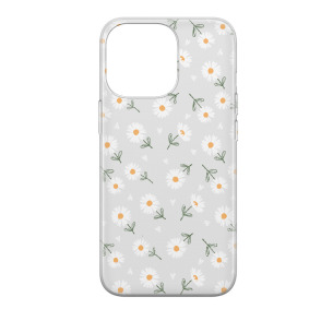 Kwiatki stokrotki białe  - iPhone 14 Pro Etui przeźroczyste z nadrukiem