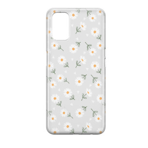 Kwiatki stokrotki białe  - Oppo A54 5G Etui przeźroczyste z nadrukiem