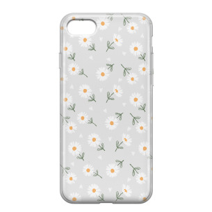 Kwiatki stokrotki białe  - iPhone 7 Etui przeźroczyste z nadrukiem