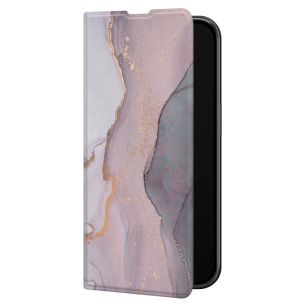 Pastelowy fiolet marmur golden - iPhone 12 Etui zamykane