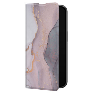 Pastelowy fiolet marmur golden - iPhone 15 Etui zamykane