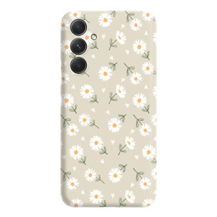 Kwiatki stokrotki białe  - Galaxy A35 5G Etui beżowe z nadrukiem