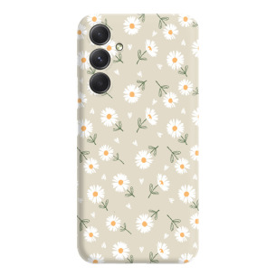 Kwiatki stokrotki białe  - Galaxy A55 5G Etui beżowe z nadrukiem